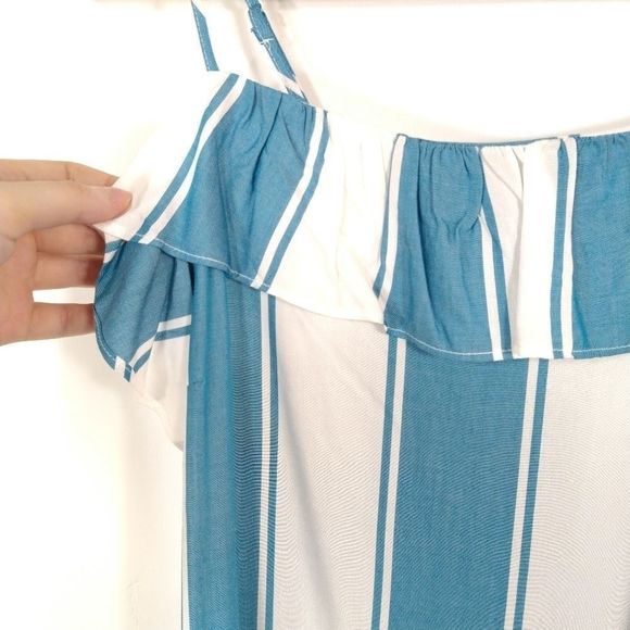 Old Navy Blue and White Striped Ruffled Camisole S - Picture 2 of 6